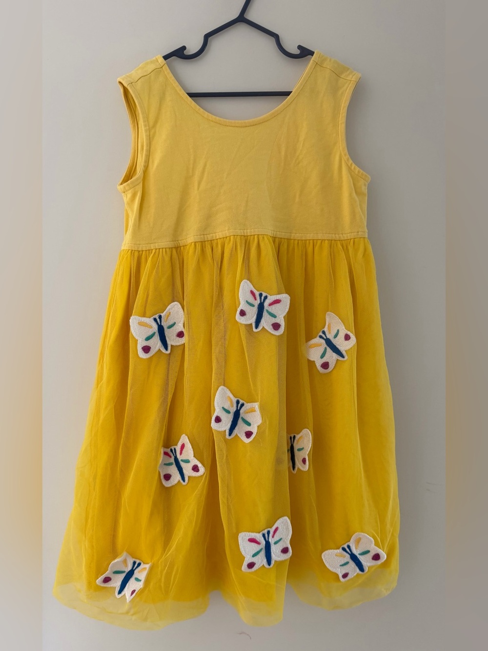 Hanna Andersson Yellow Butterfly Tulle Dress Girls Size 8